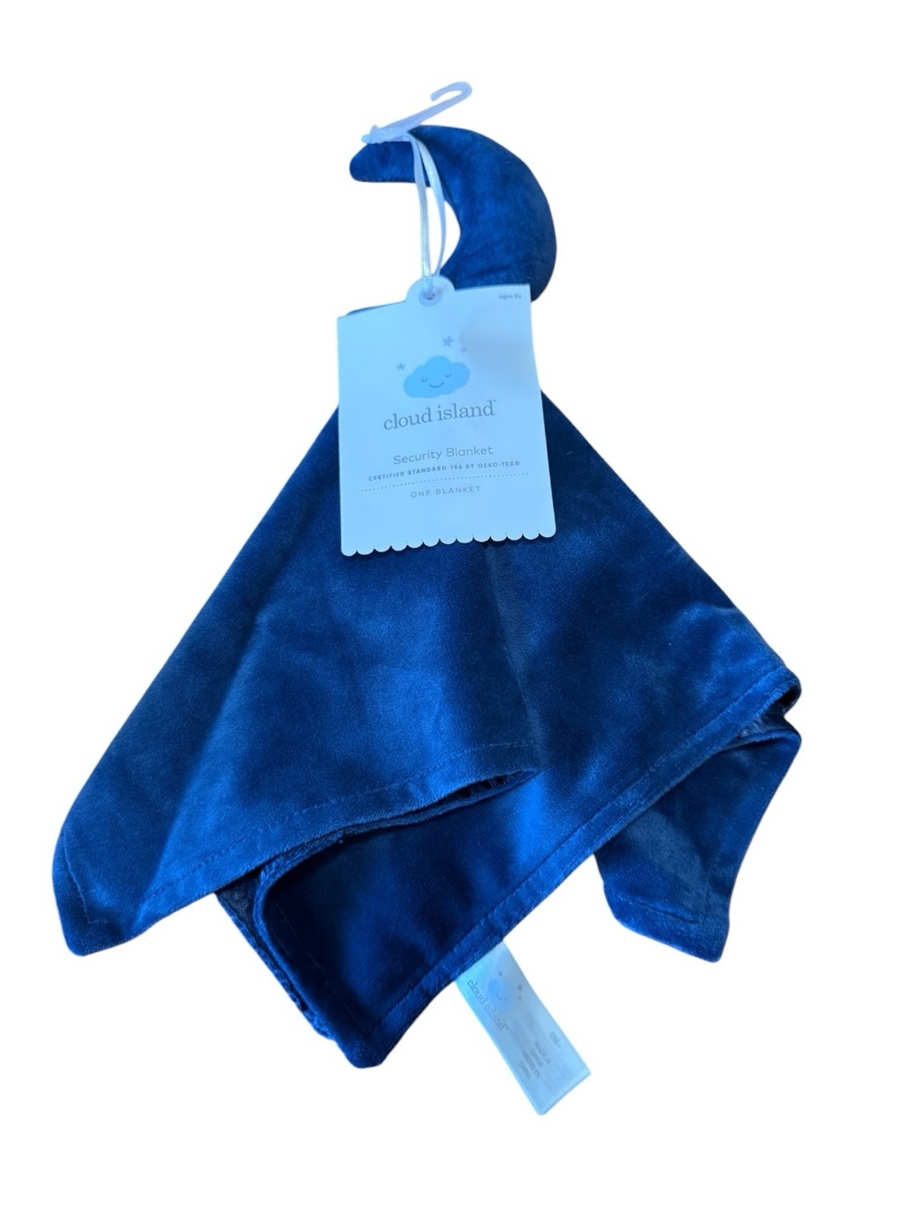 Cloud Island Navy Blue MOON Lovey Plush Baby Security Blanket New Satin Backing